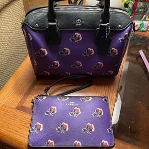 Coach mini bennet floral with matching wristlet